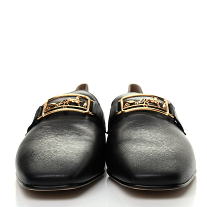 Hermes Goatskin Womens Time Loafers 35.5 Black 2 of 4