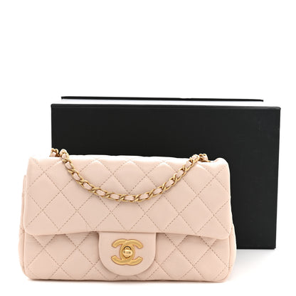 Chanel Lambskin Quilted Mini Rectangular Pearl Crush Flap Light Beige 12 of 12