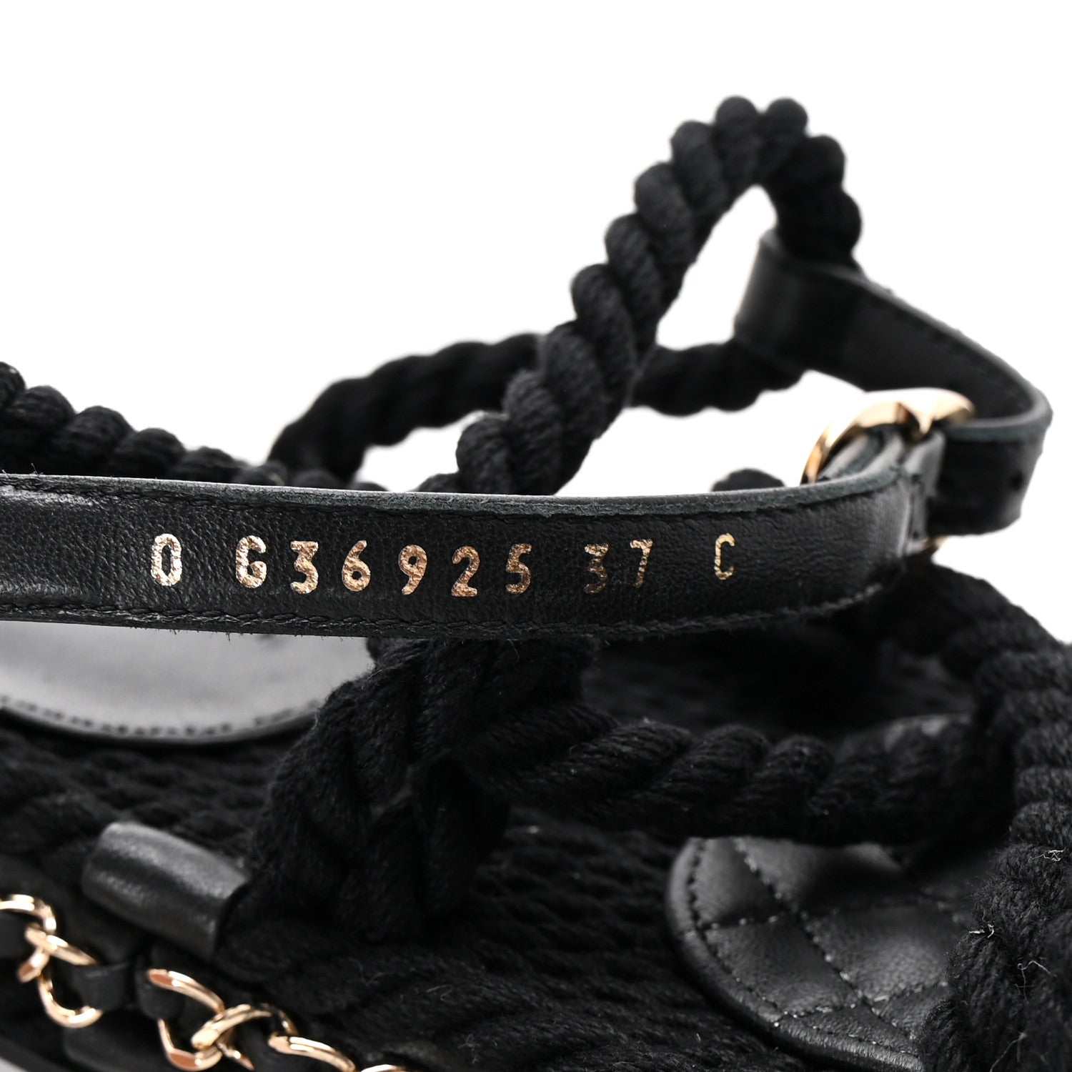 Chanel Lambskin Cord Chain CC Sandals 37 Black 9 of 9