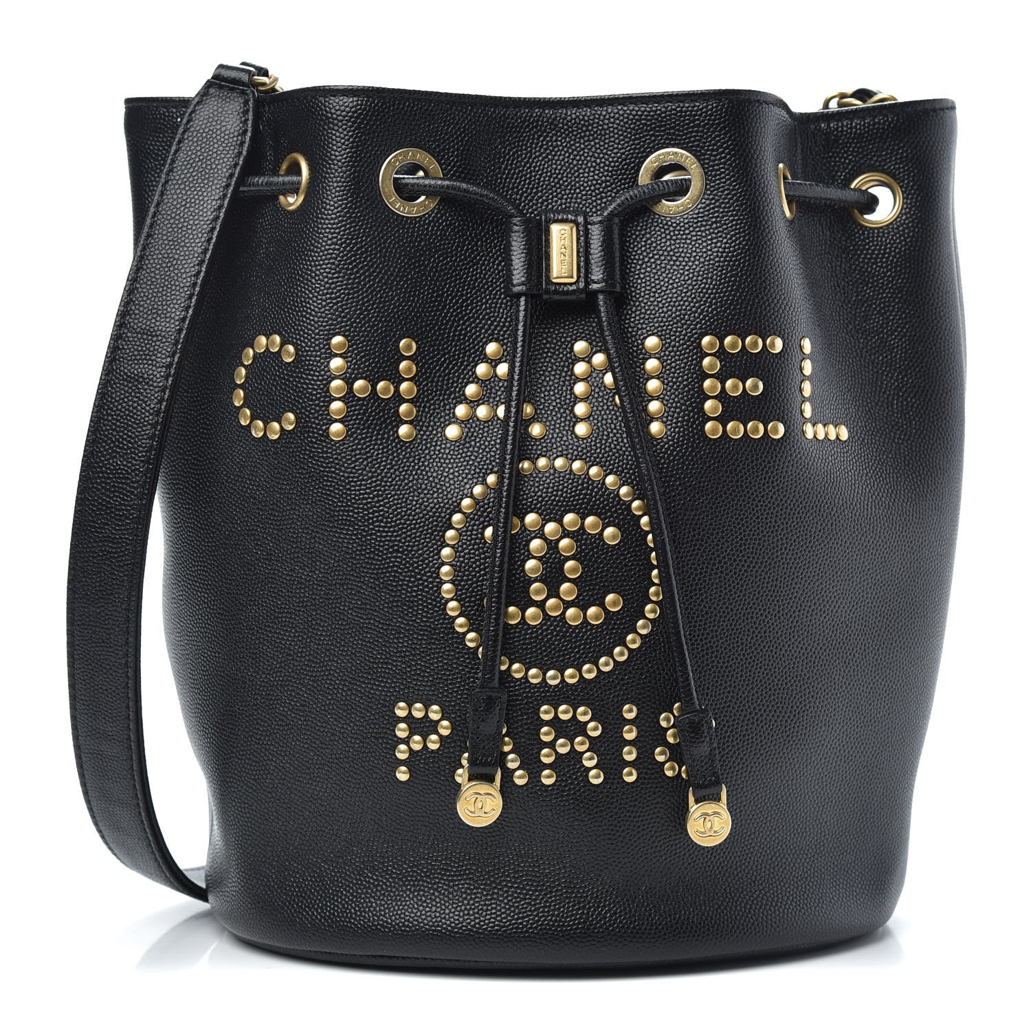 Chanel Caviar Deauville Drawstring Bucket Bag Black 1 of 12