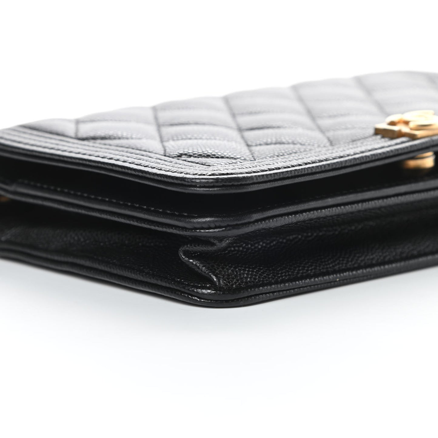Caviar Quilted Boy Wallet On Chain WOC Black