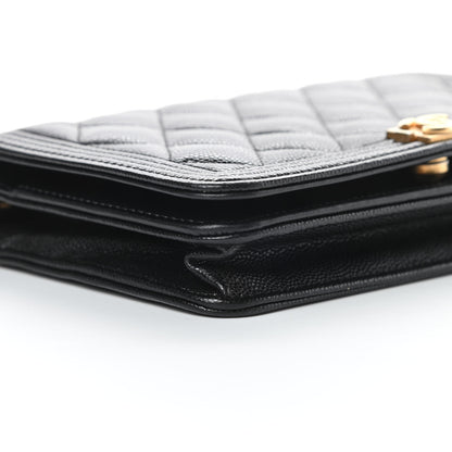Chanel Caviar Quilted Boy Wallet On Chain WOC Black 10 of 13