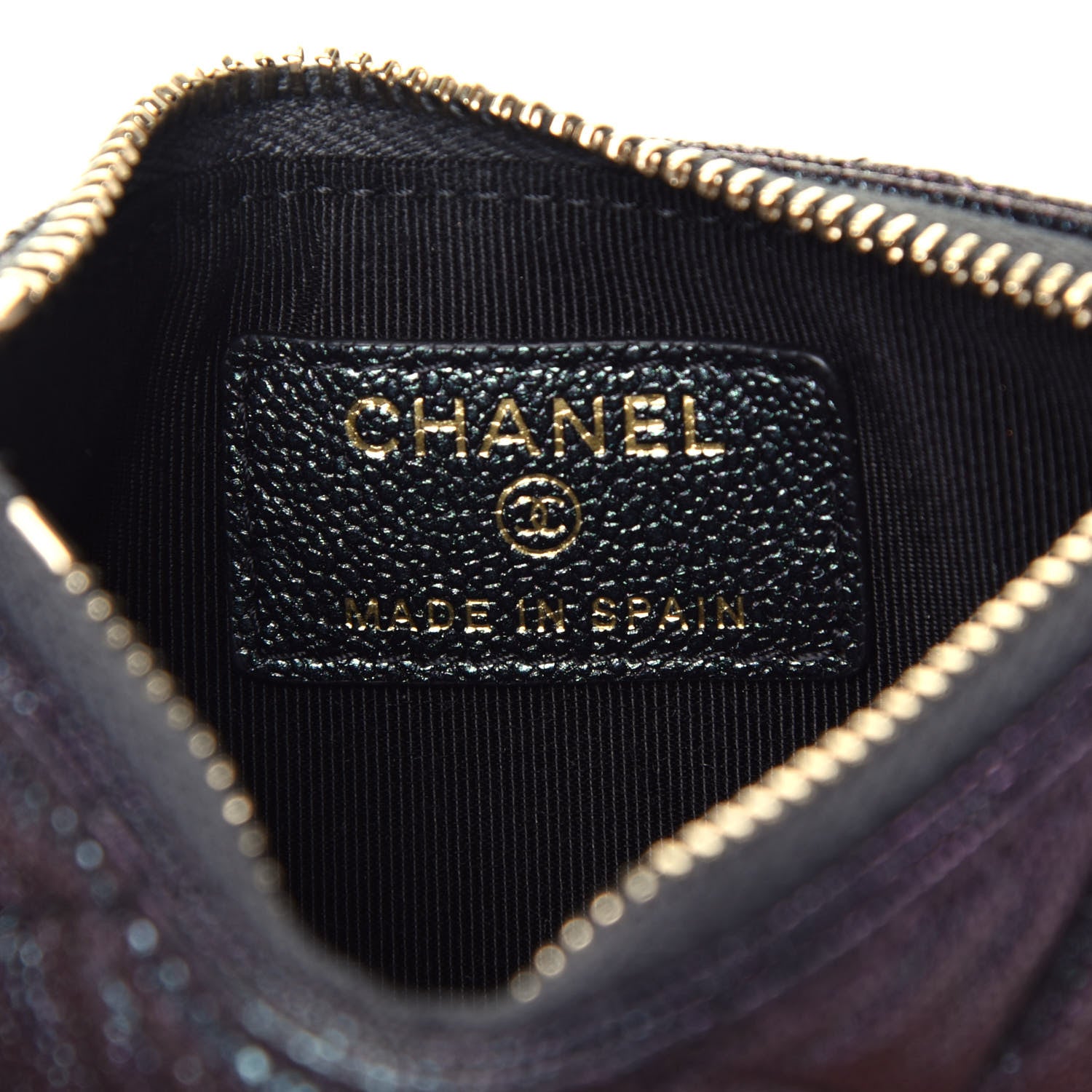 Chanel Iridescent Caviar Quilted Flap Zip Card Holder Black 12 of 15