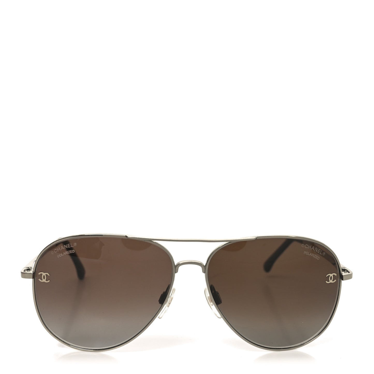 Metal Polarized CC Aviator Sunglasses 4189-T-Q Silver