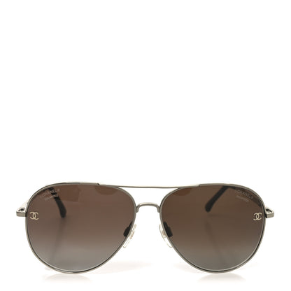 Chanel Metal Polarized CC Aviator Sunglasses 4189-T-Q Silver 2 of 7