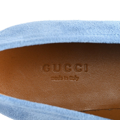 Gucci Suede Horsebit Womens Jordaan Loafers  38.5 Glacial Blue 8 of 10