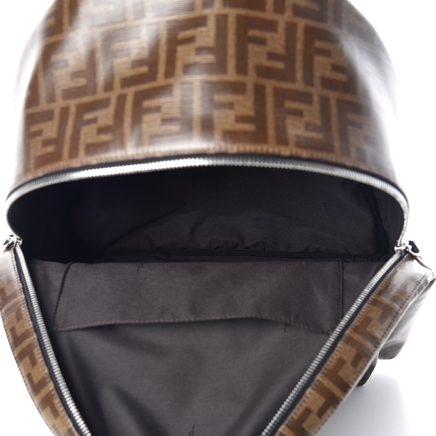 Glazed Fabric Vitello Century FF 1974 Stamp Patch Pouch Pocket Backpack Mogano Panna Black