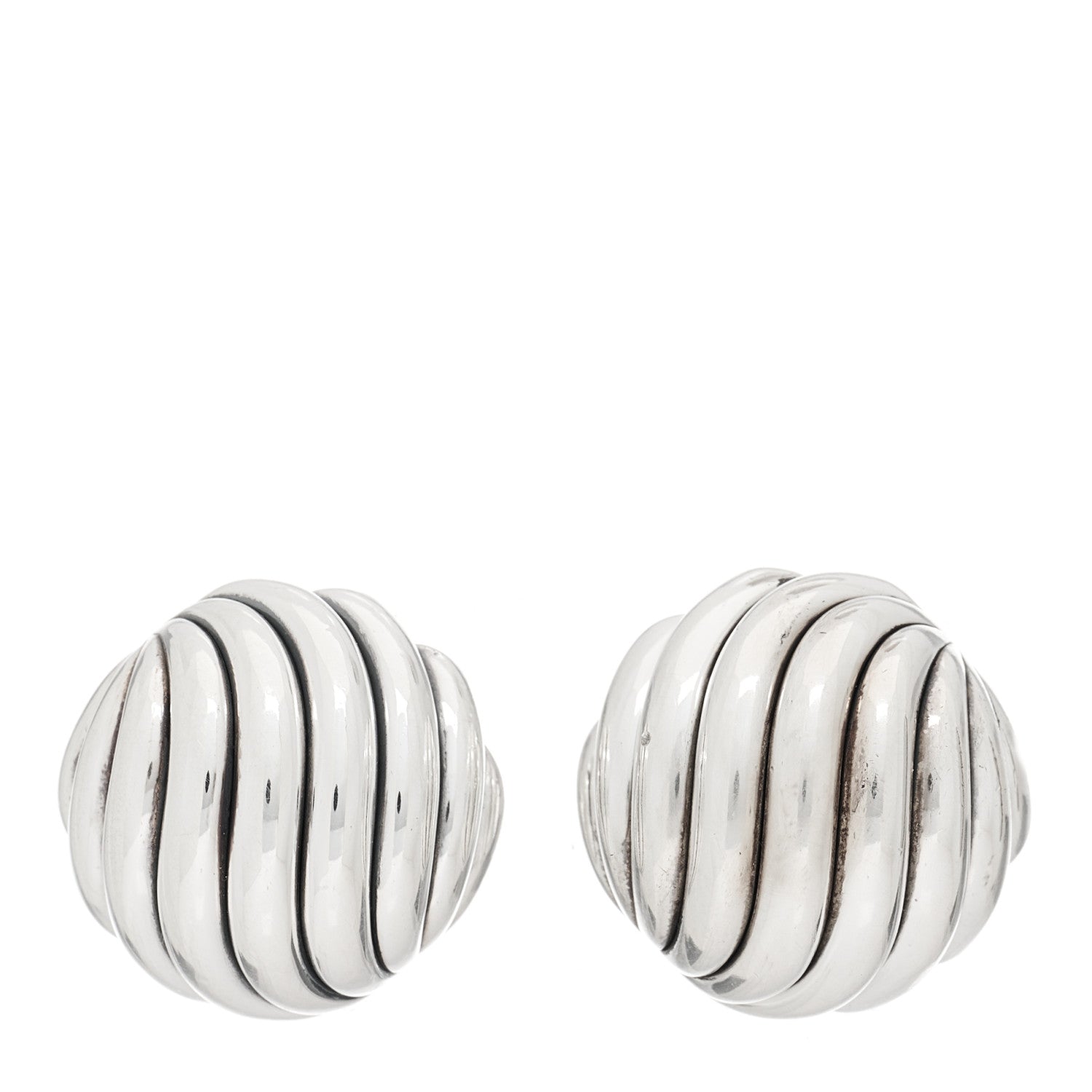 David Yurman Sterling Silver 17mm Sculpted Cable Stud Earrings 1 of 4