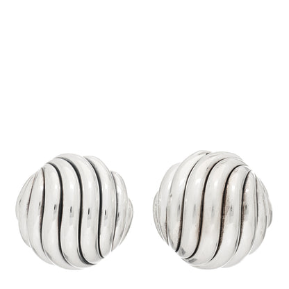 David Yurman Sterling Silver 17mm Sculpted Cable Stud Earrings 1 of 4