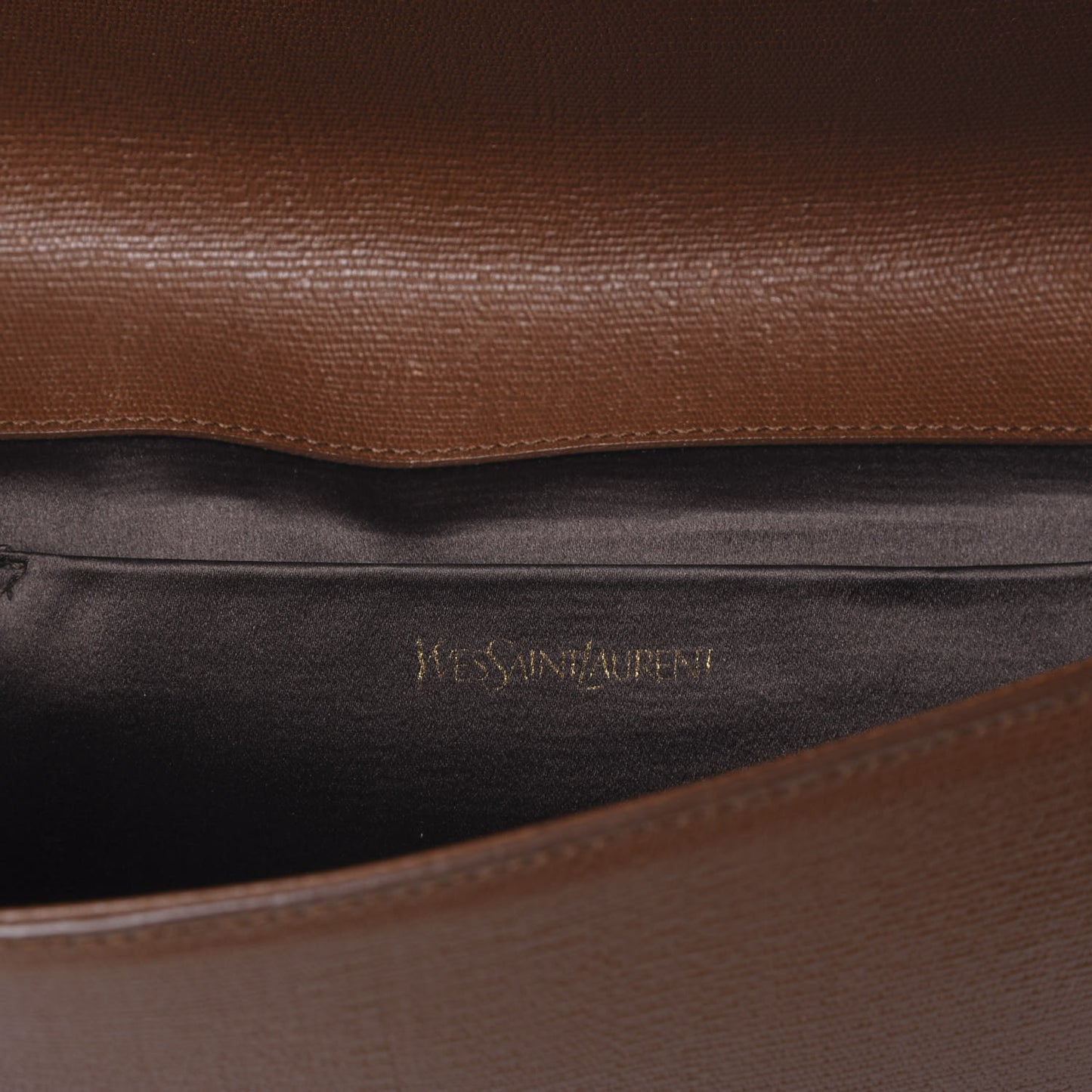 Textured Calfskin Y Ligne Clutch Brown