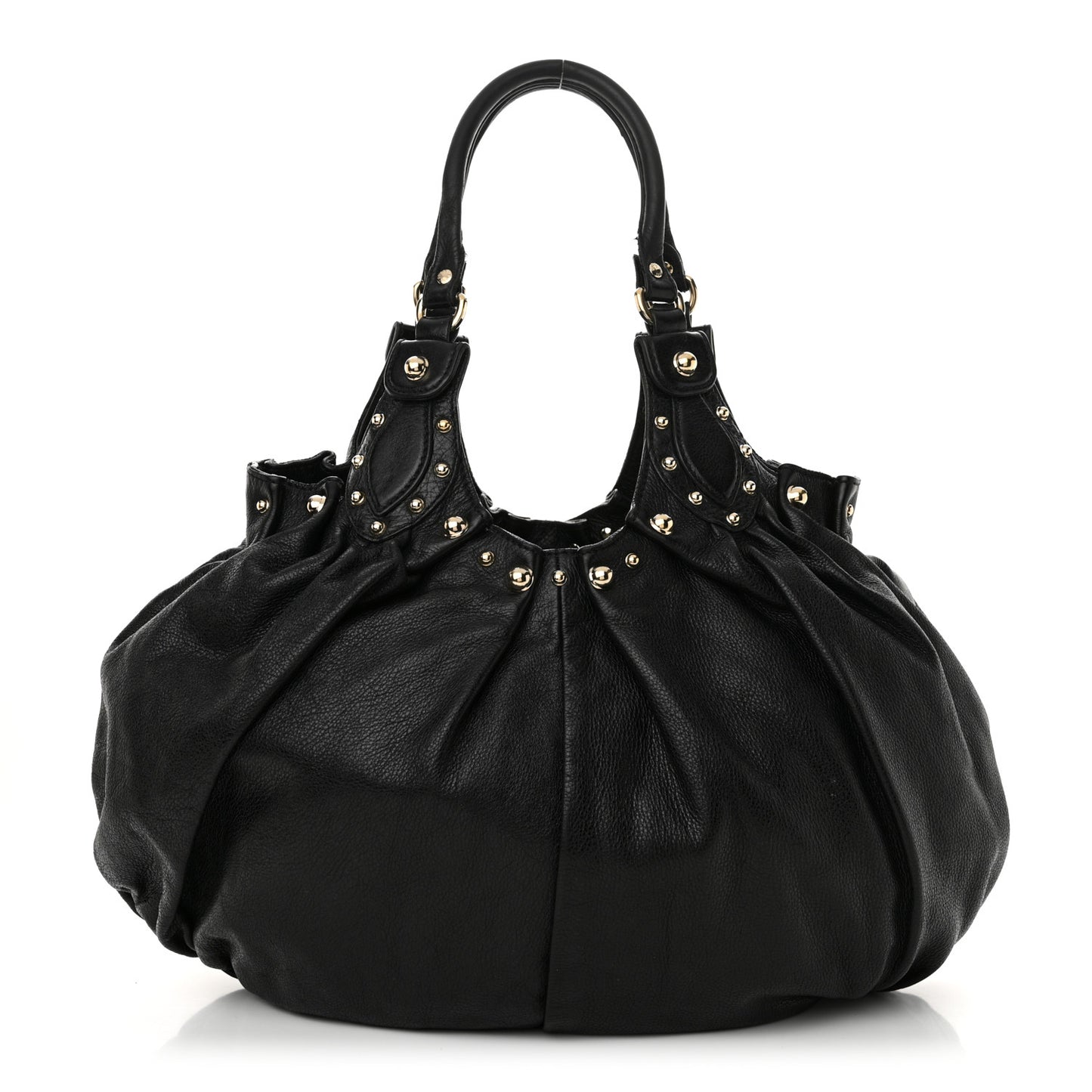 Calfskin Studded Large Pelham Tote Black