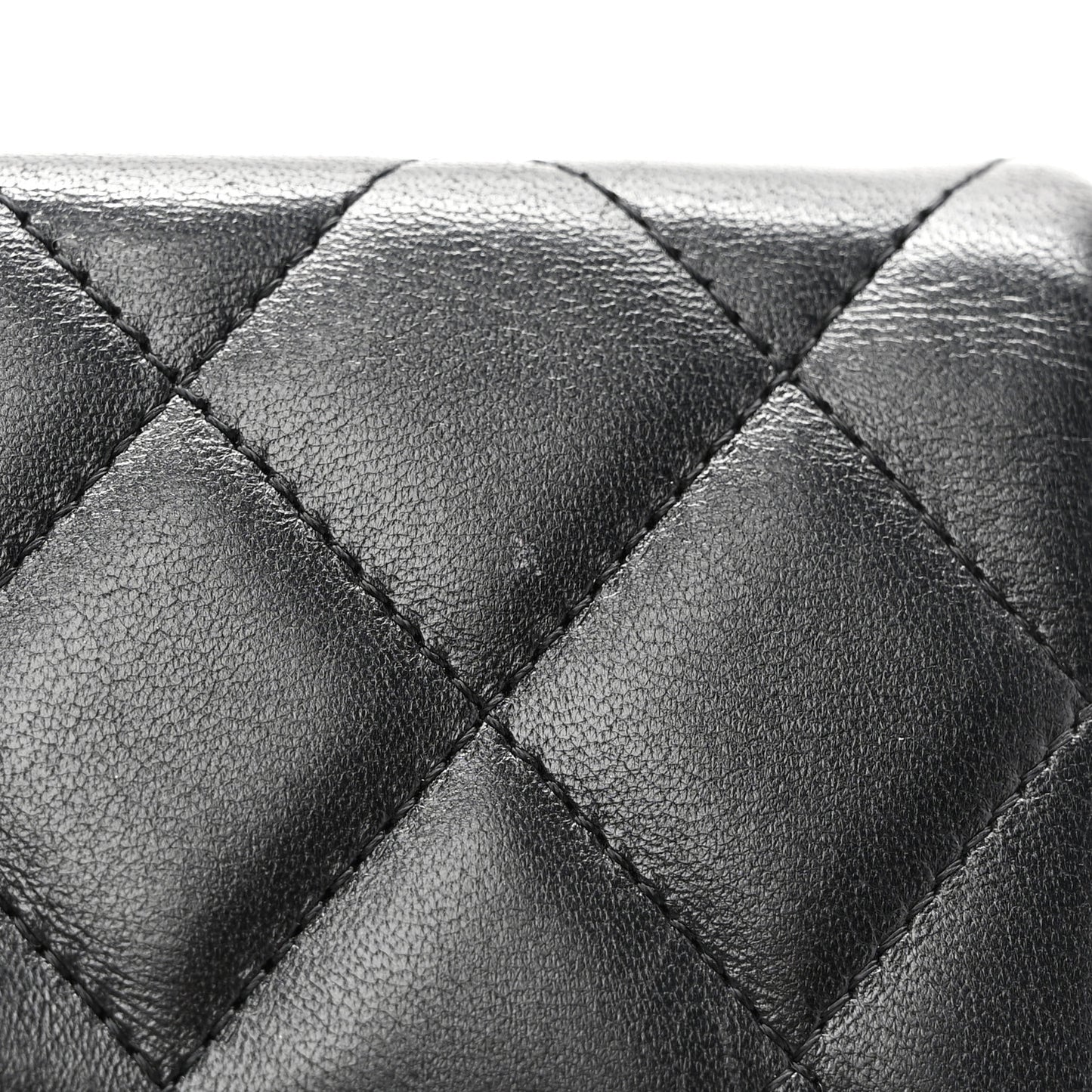 Lambskin Quilted Large Flap Wallet Black