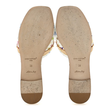Louis Vuitton LV X TM Monogram Multicolor 6AM Flat Mule Sandals 38 White Multicolor 6 of 10