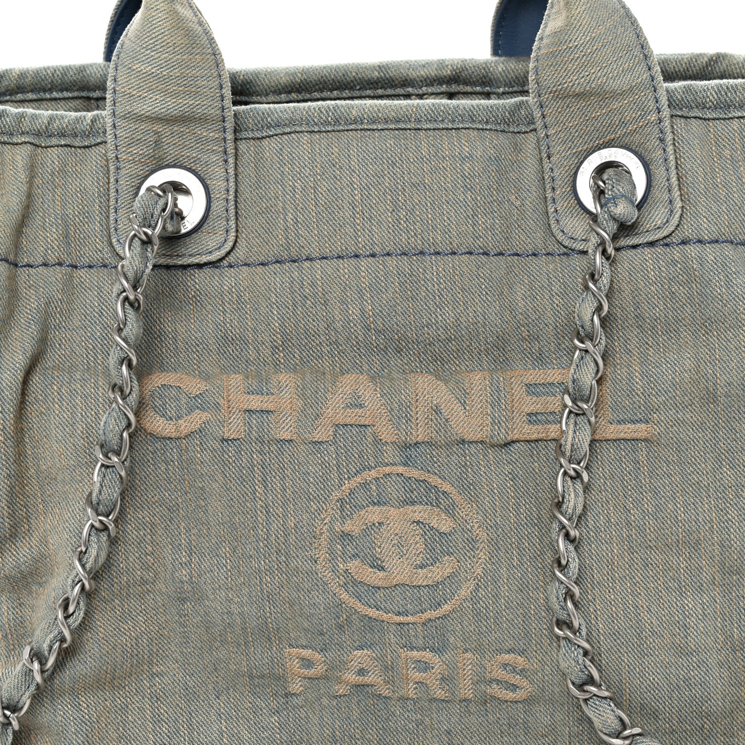 Chanel Denim Small Deauville Tote Light Blue 8 of 10