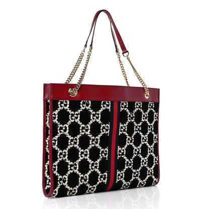 Gucci Tweed GG Monogram Large Rajah Chain Tote Romantic Cherry Black White 4 of 11