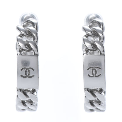 Chanel CC Chain Square Hoop Earrings Silver 1 of 5
