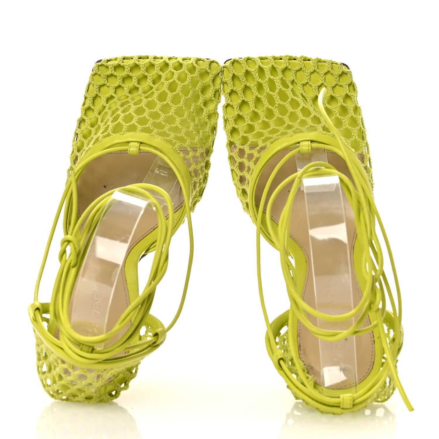 Bottega Veneta Mesh Nappa Stretch Ankle Tie Sandals 39 Kiwi 2 of 15