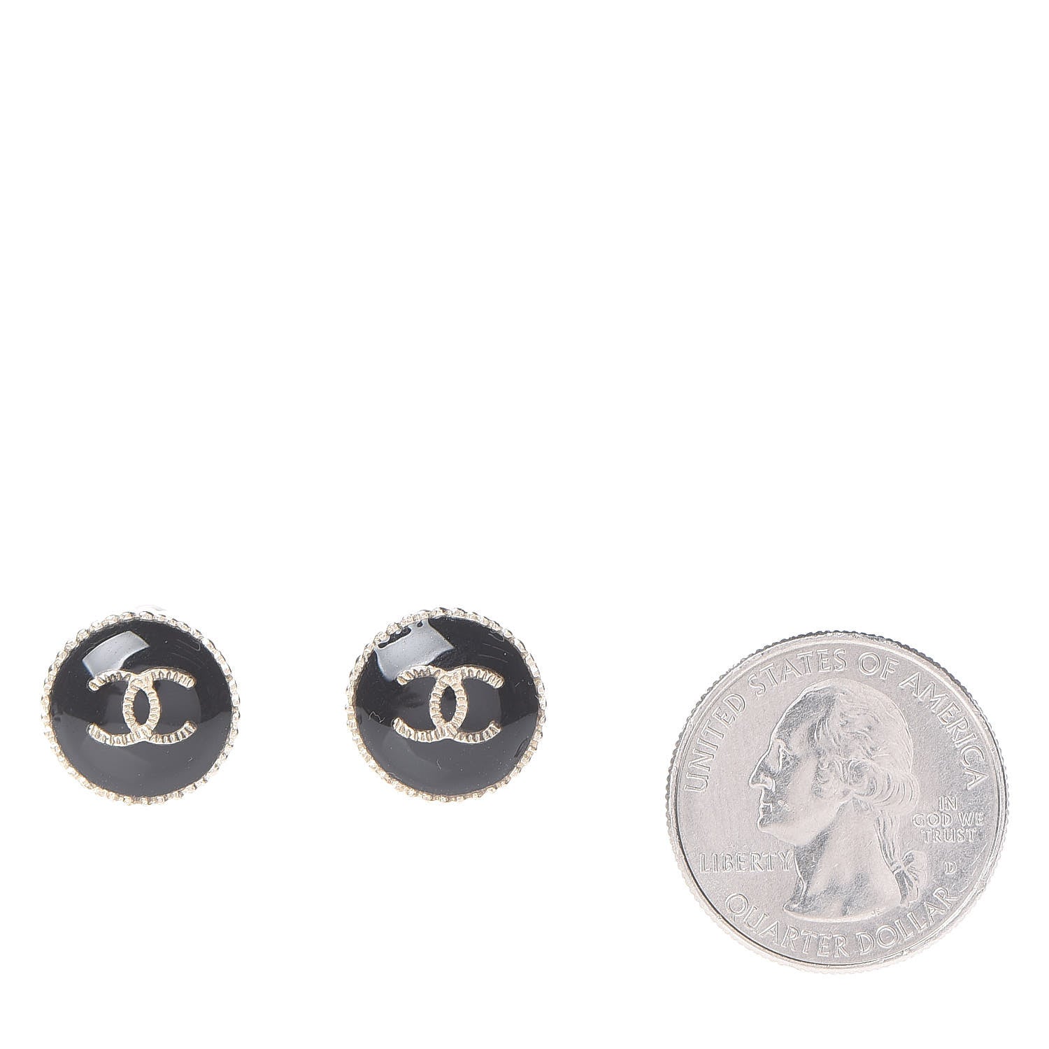 Chanel Resin CC Earrings Black Gold 2 of 5
