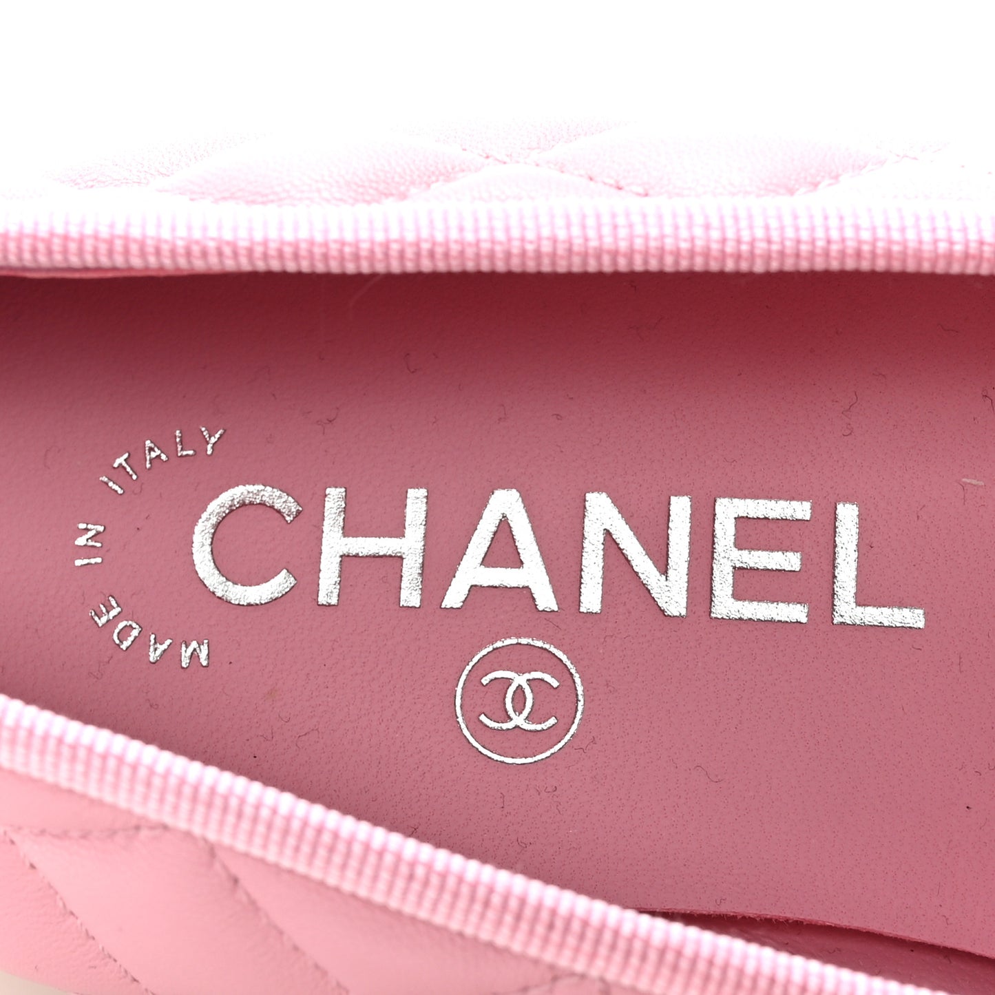Lambskin Quilted CC Cap Toe Ballerina Flats 37.5 Pink Black