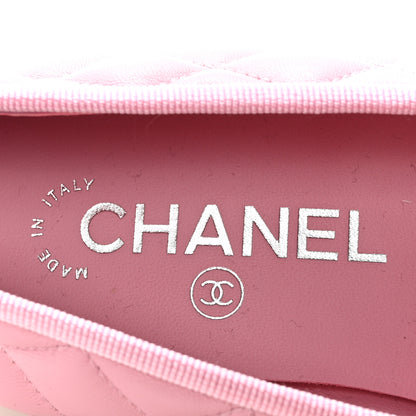 Chanel Lambskin Quilted CC Cap Toe Ballerina Flats 37.5 Pink Black 8 of 10