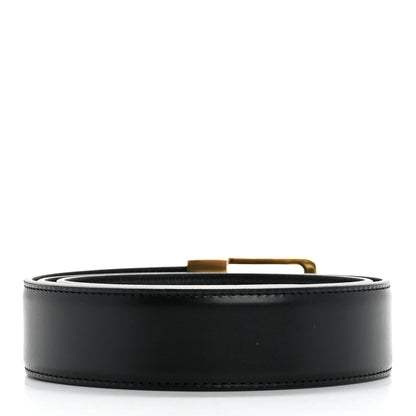 Saint Laurent Smooth Calfskin Monogram Square Buckle Belt 80 Black 2 of 8