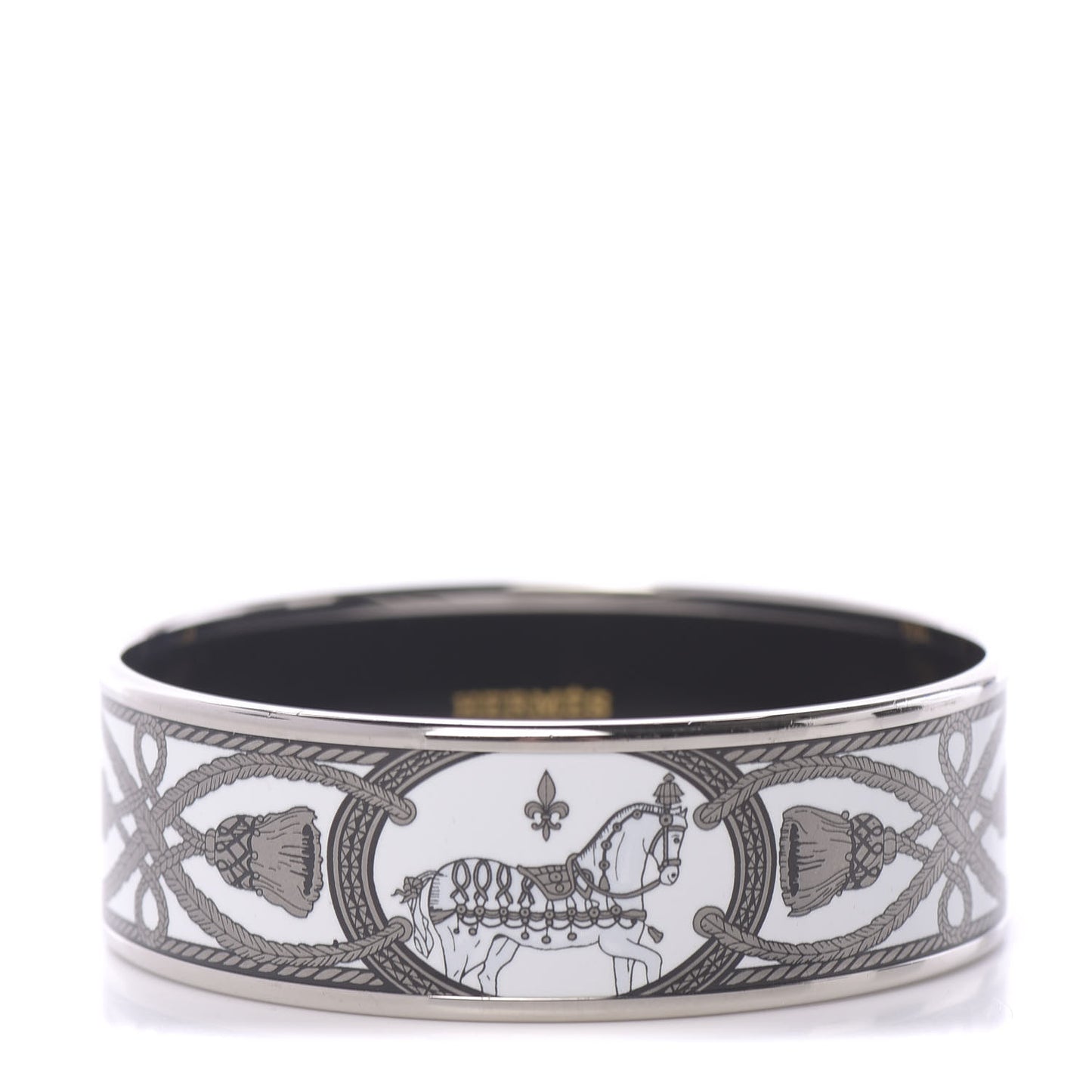 Enamel Printed Wide Grand Apparat Bracelet 62 White