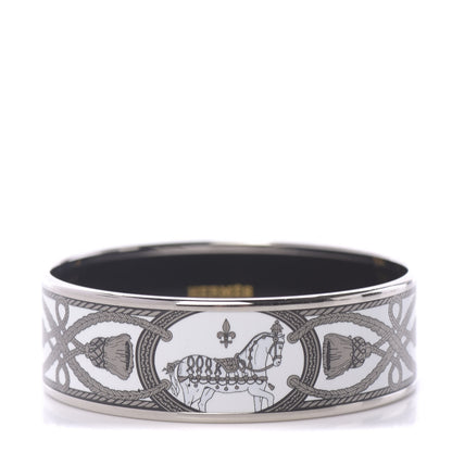Hermes Enamel Printed Wide Grand Apparat Bracelet 62 White 1 of 6