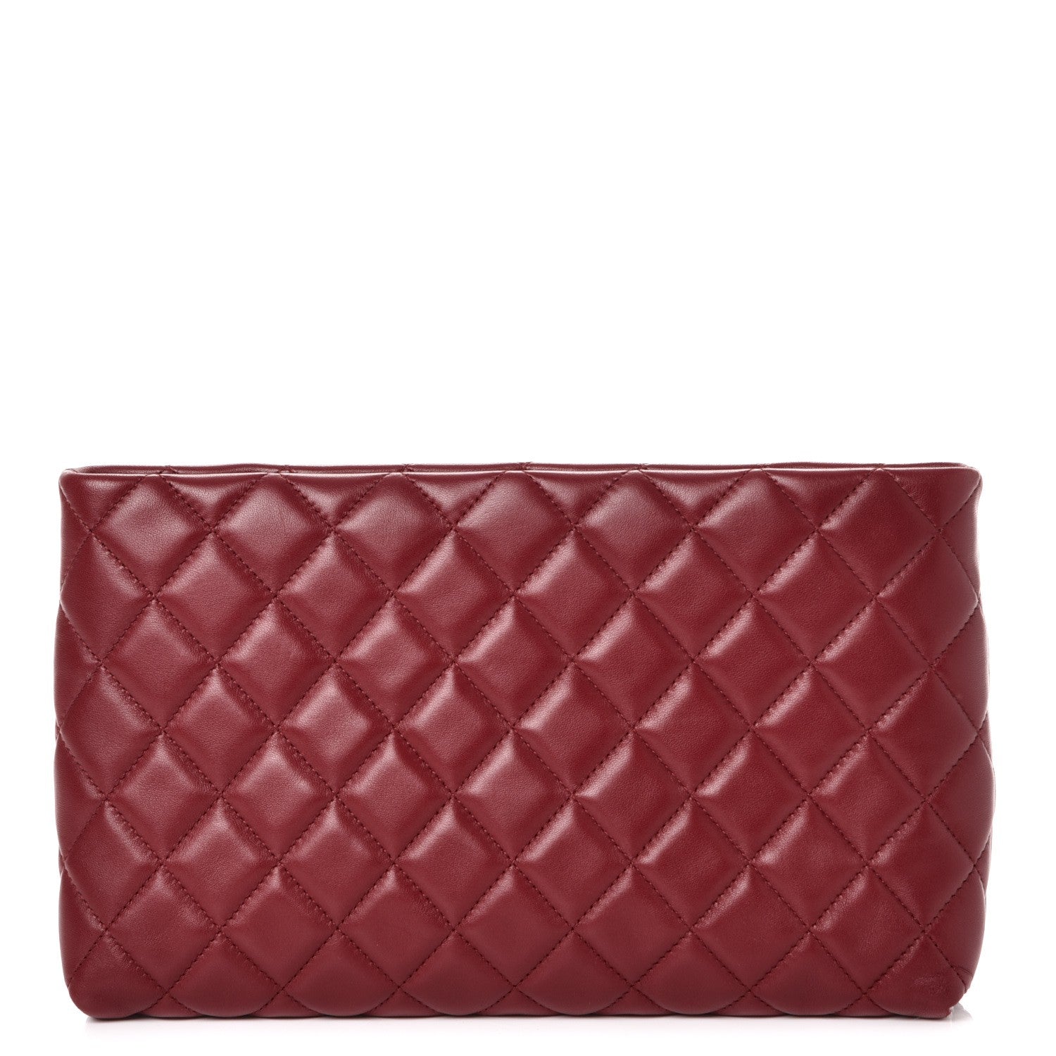 Chanel Lambskin Quilted Clutch Red 1 of 8