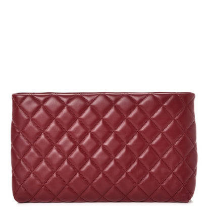 Chanel Lambskin Quilted Clutch Red 1 of 8