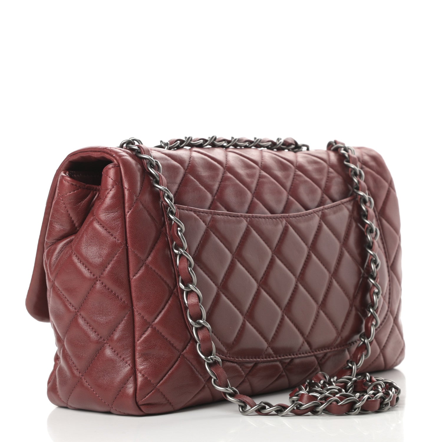 Chanel Lambskin Quilted Jumbo Single Flap Dark Red 3 of 12