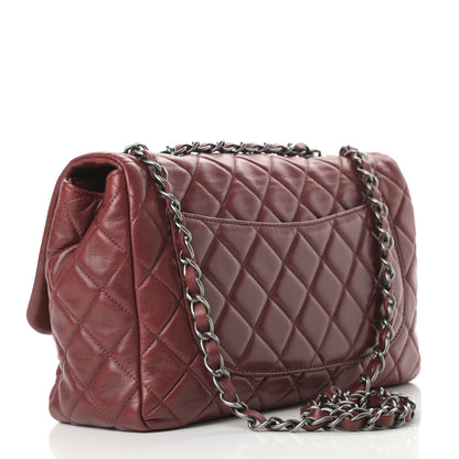 Chanel Lambskin Quilted Jumbo Single Flap Dark Red 3 of 12