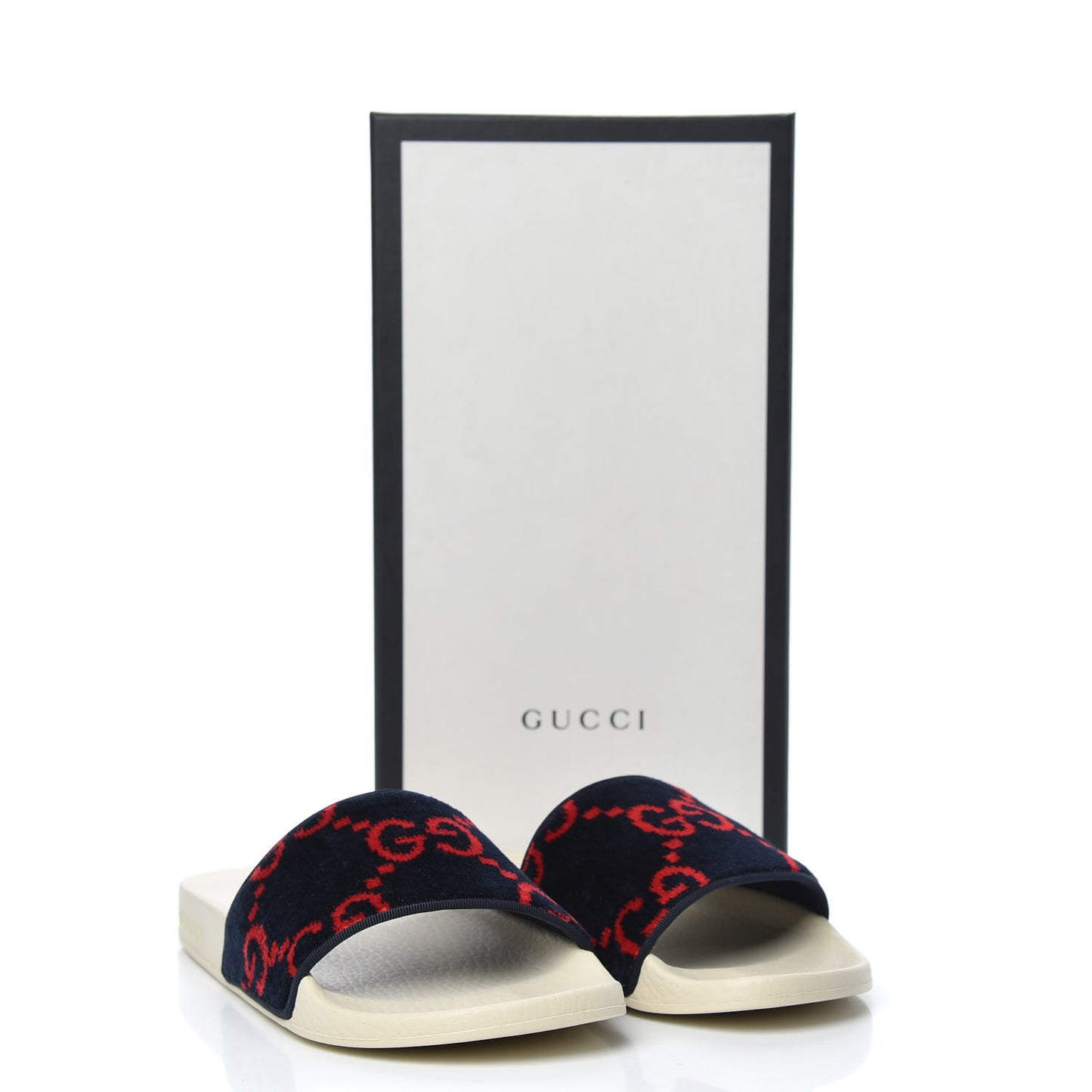 Terry Cloth GG Monogram Slide Sandals 38 Blue Red