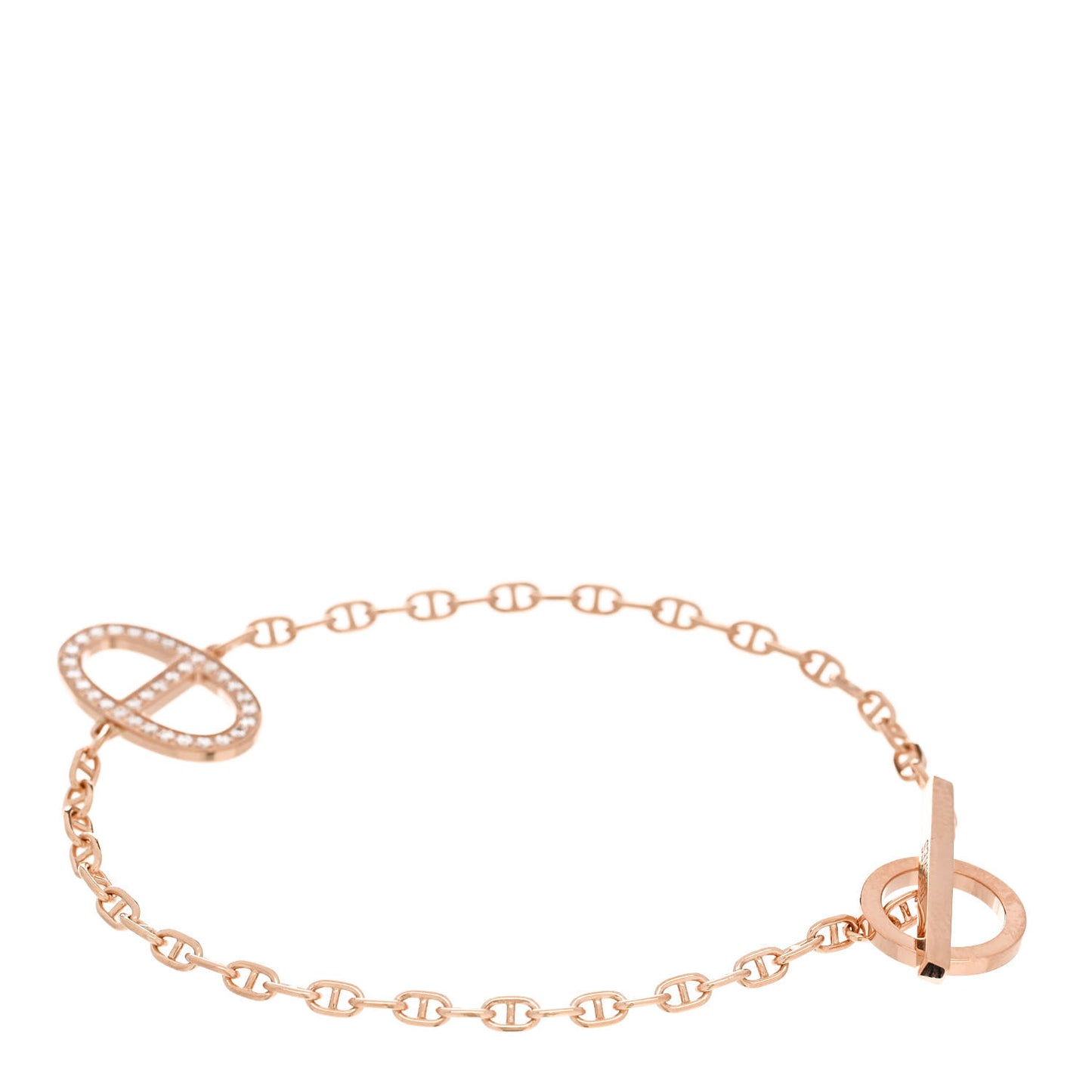 18K Rose Gold Diamond Chaine D'Ancre Contour Bracelet SH