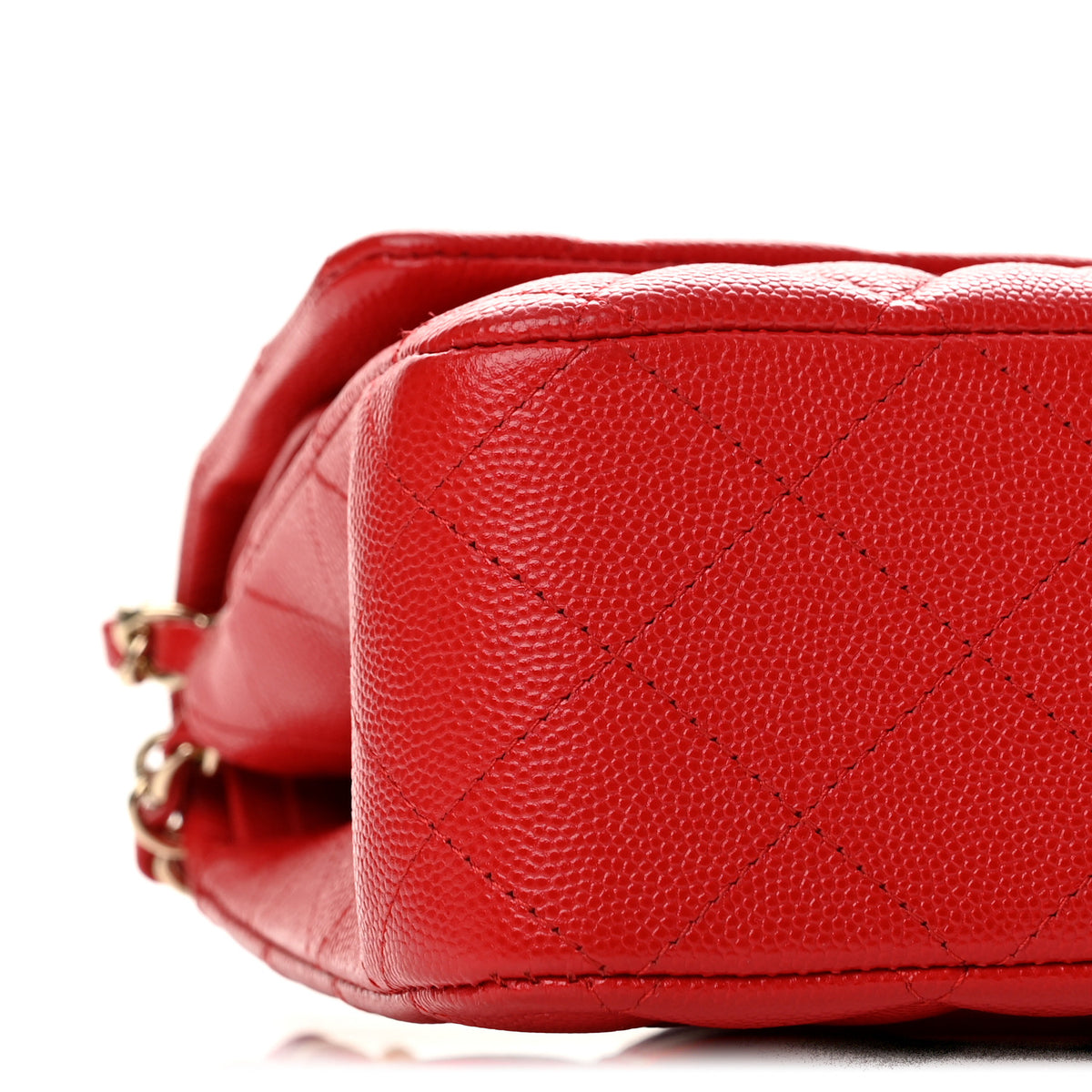 Caviar Quilted Medium Double Flap Red