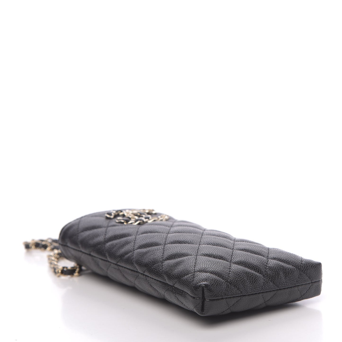 Caviar Quilted French New Wave Phone Holder With Chain Black