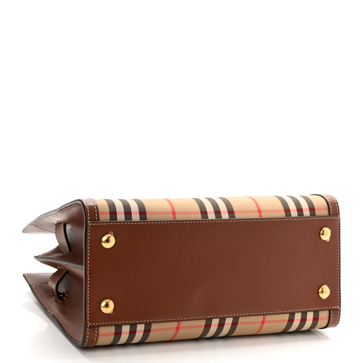 Calfskin Vintage Check Mini Two Handle Title Bag Archive Beige
