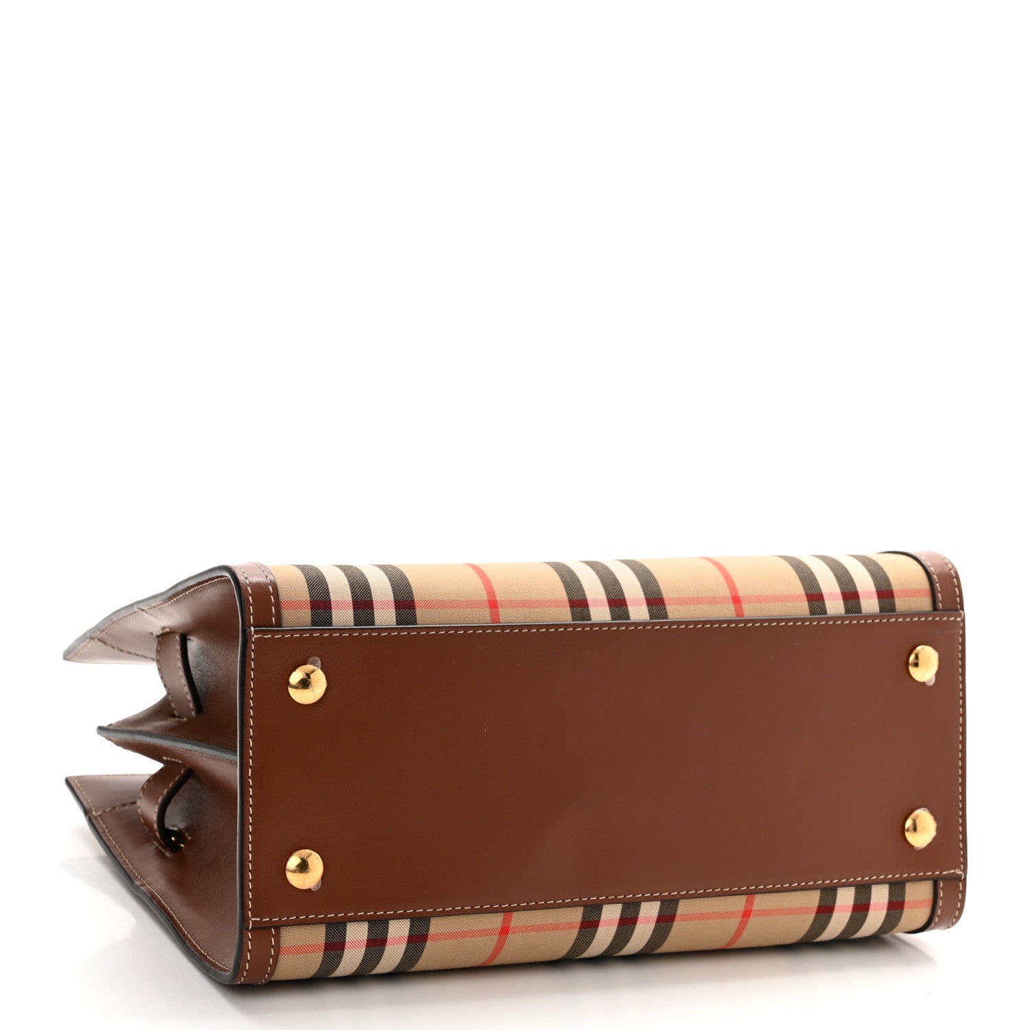 Burberry Calfskin Vintage Check Mini Two Handle Title Bag Archive Beige 5 of 11