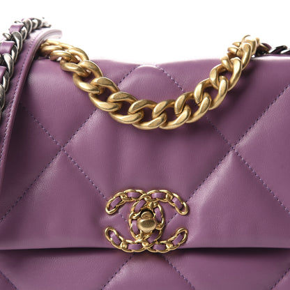 Chanel Goatskin Quilted Medium Chanel 19 Flap Violet Purple 10 of 10