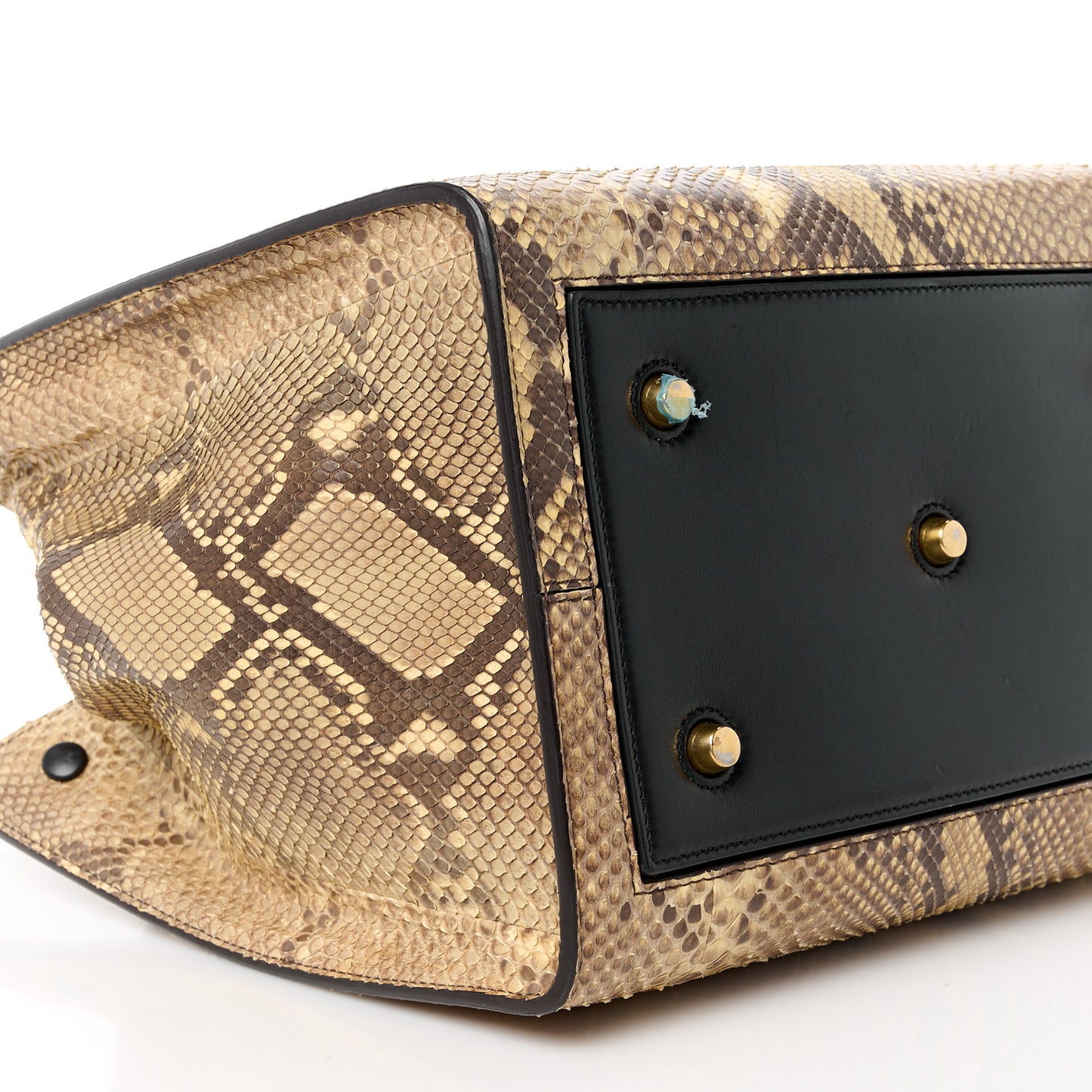 Snakeskin Calfskin Small Tie Knot Tote Black