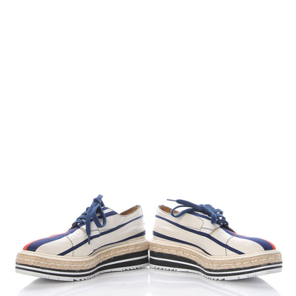 Prada Radzimir Fabric Striped Platform Creeper 38.5 Bluette Rosso 6 of 14