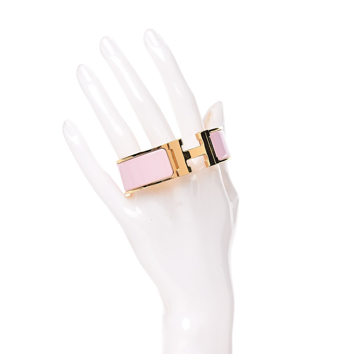 Enamel Wide Clic Clac H Bracelet GM Rose Dragee