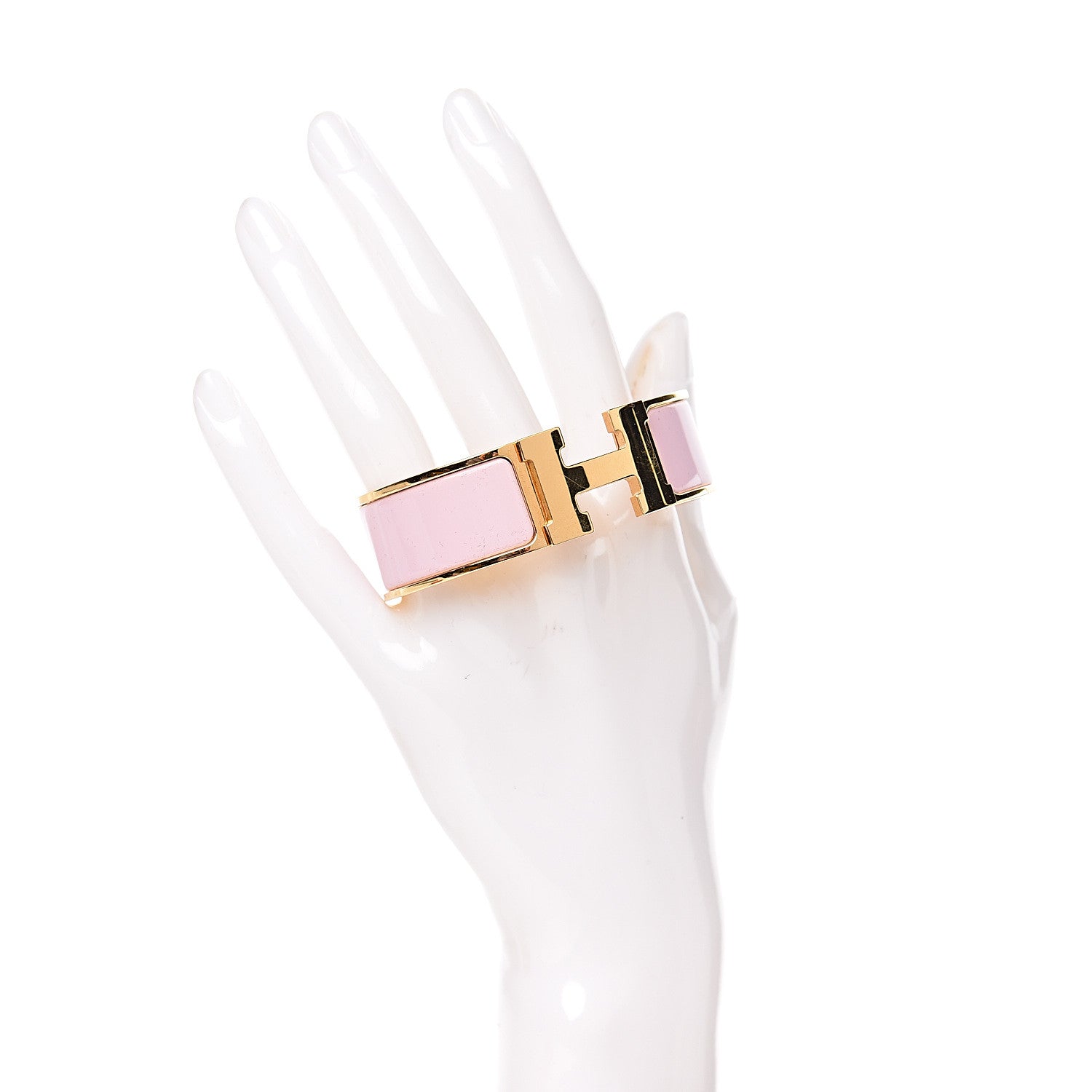 Hermes Enamel Wide Clic Clac H Bracelet GM Rose Dragee 2 of 5