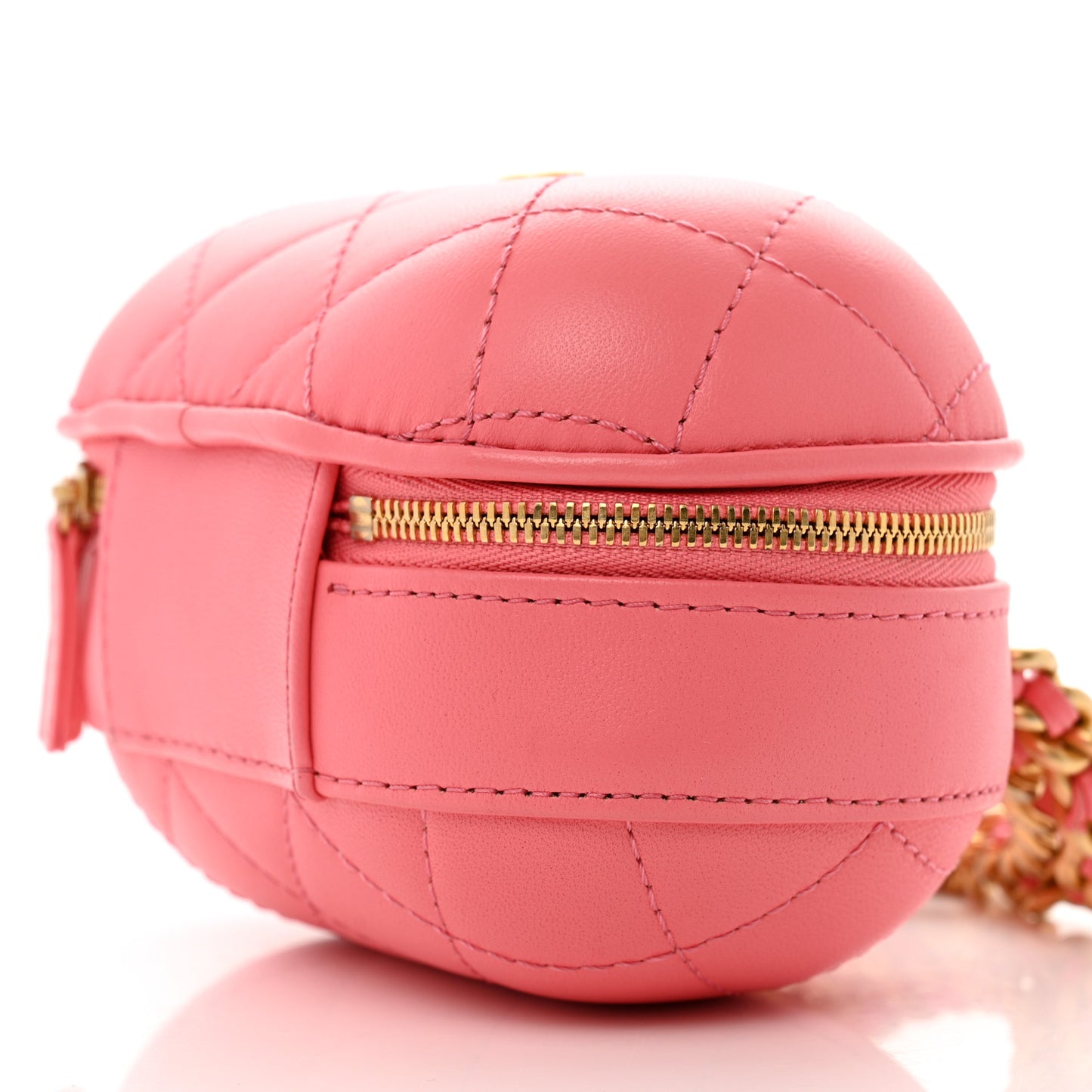Lambskin Quilted CC Bubble Vanity Case With Chain Pink