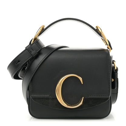 Chloe Shiny Calfskin Suede Mini C Double Carry Black 1 of 11
