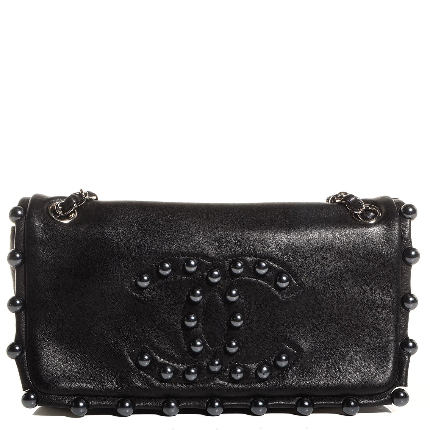 Lambskin Pearl Obsession Flap Black