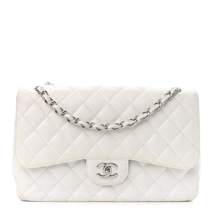 Chanel Caviar Quilted Jumbo Double Flap White 1 of 12