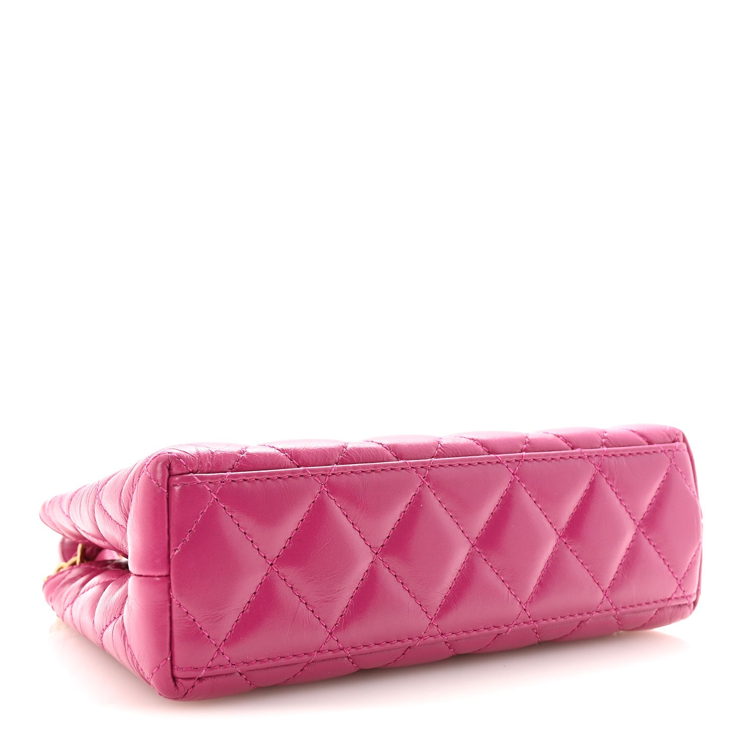 Chanel Shiny Aged Calfskin Quilted Nano Kelly Shopper Dark Pink 4 of 10