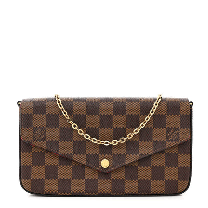 Louis Vuitton Damier Ebene Pochette Felicie Chain Wallet 1 of 11