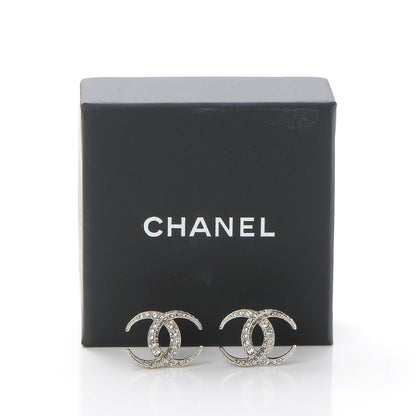Chanel Crystal CC Moon Earrings Silver 5 of 5