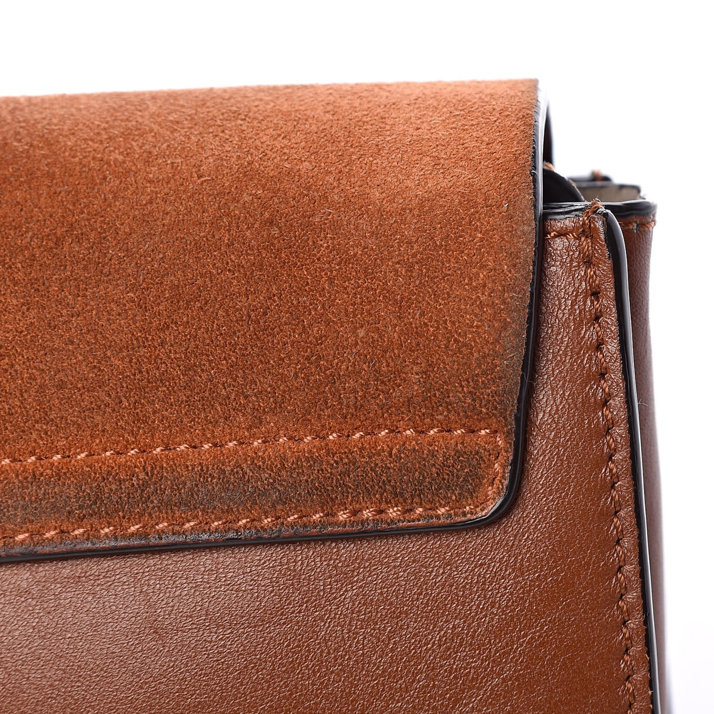 Suede Calfskin Small Faye Shoulder Bag Tobacco